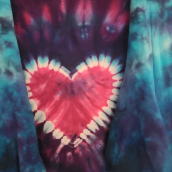Jammin On Tie-Dye Jacket Open Front Pockets Women's Size L Heart Design Tie Dye - Picture 2 of 7